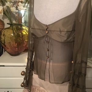 Italian designer Valentino green olive blouse